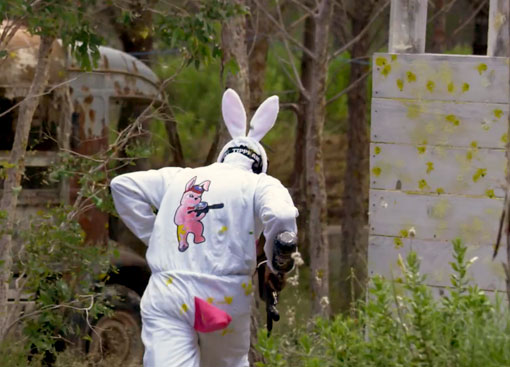 Lapin en train de fuir pendant un enterrement de vie de célibataire